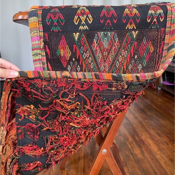 Vintage Guatemalan Hand Embroidered Table Runner 70''x12'' Boho Home Decor - Picture 4 of 8